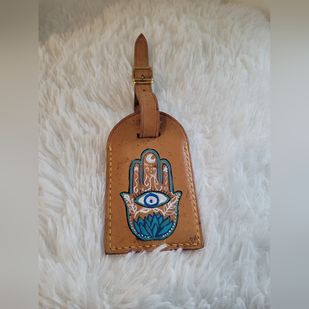 Louis Vuitton Custom Handpainted Luggage Tag, Hamsa Design - Picture 5 of 11